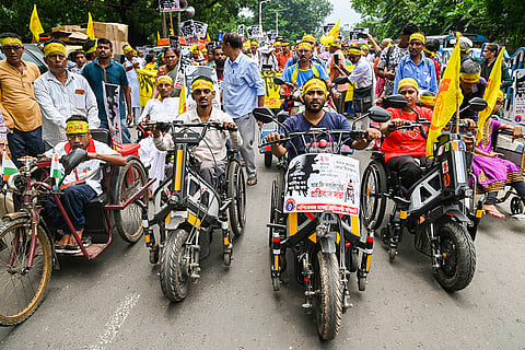 Differently-abled people protest in Kolkata